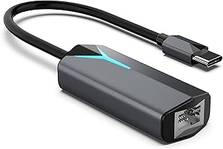 USB C to Gigabit Ethernet Network Adapter, Type C to RJ45 Thunderbolt 3 LAN Adapter, 10/100/1000 Mbps Compatible, for Pad Pro/Dell XPS/Google Chrome Book Pixel/Surface Book/MacBook Air/Pro and More