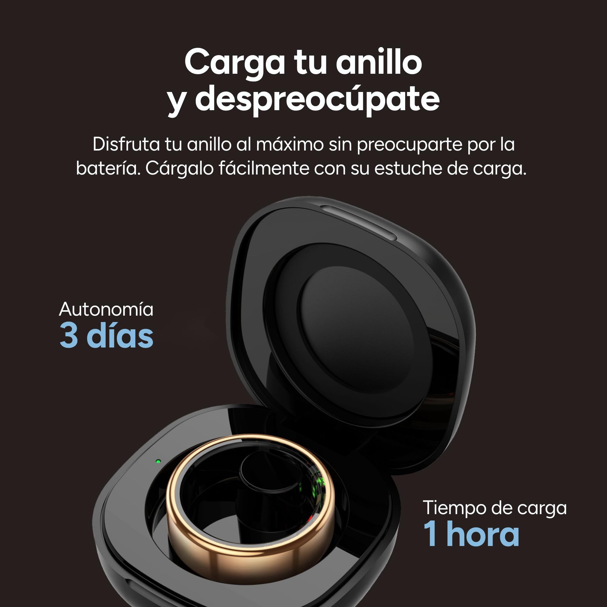 KSIX Saturn Anillo Inteligente Hombre y Mujer con Monitor de Actividad Pasos y Calorías - Smart Ring Que Mide Oxígeno en Sangre, Monitor Cardíaco, Control de Sueño - 3 Días Autonomía - XS - Dorado