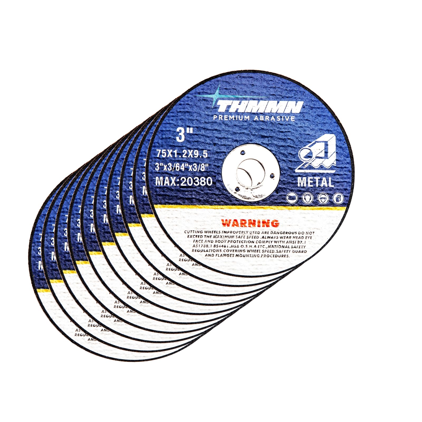 Cut-Off Wheels 3" x 3/64" x 3/8" Arbor for Die Grinder, Aggressive Cutting Wheel for Metal Stainless Steel, Cutter Disc Pack of 10pcs