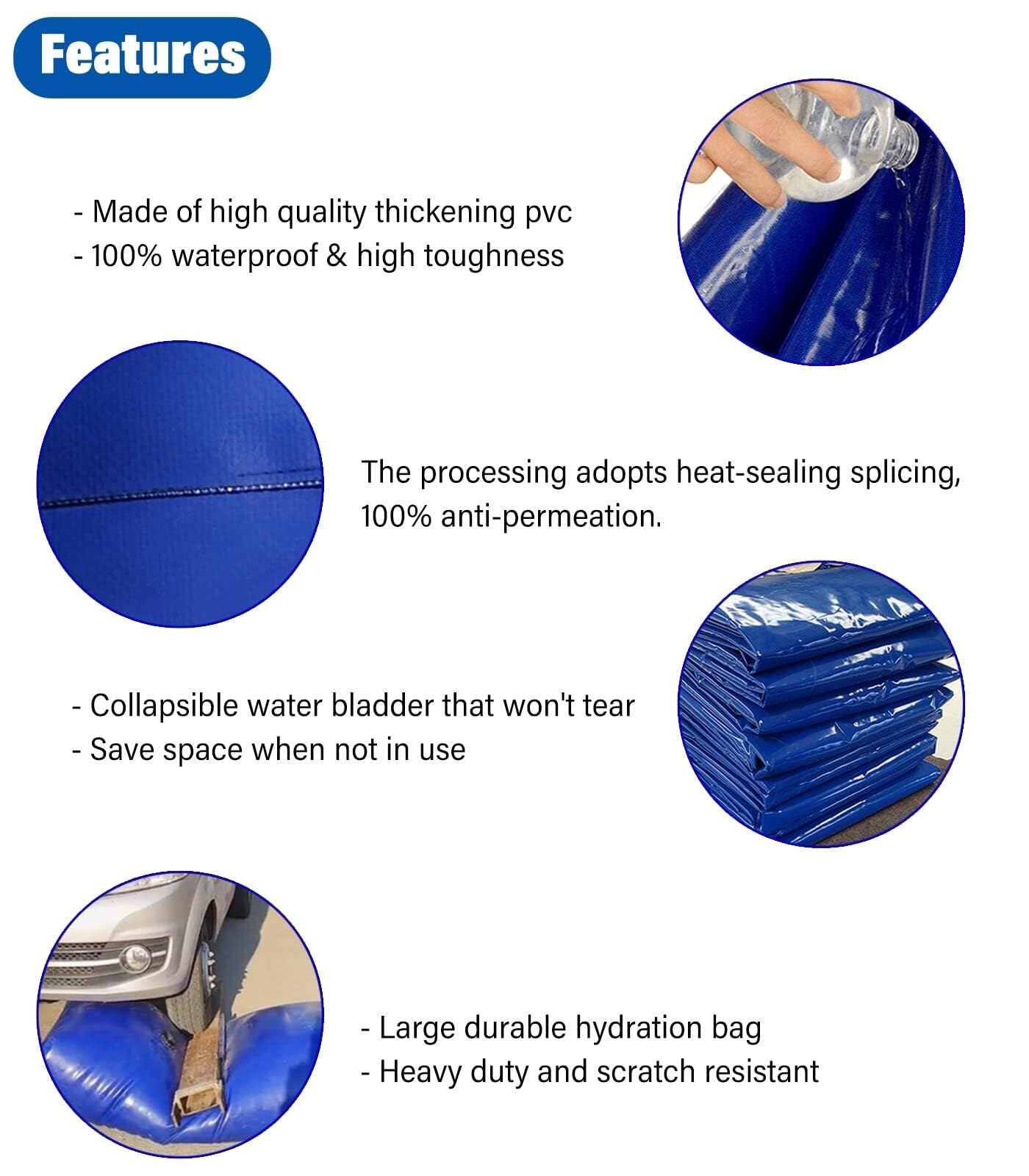 Depósito de Agua Flexible Bolsa de Almacenamiento Agua for Acampar, Resistente a la presión, for Montar en vehículo con Grifo, Ideal Pre-Loading Bag for Bridges