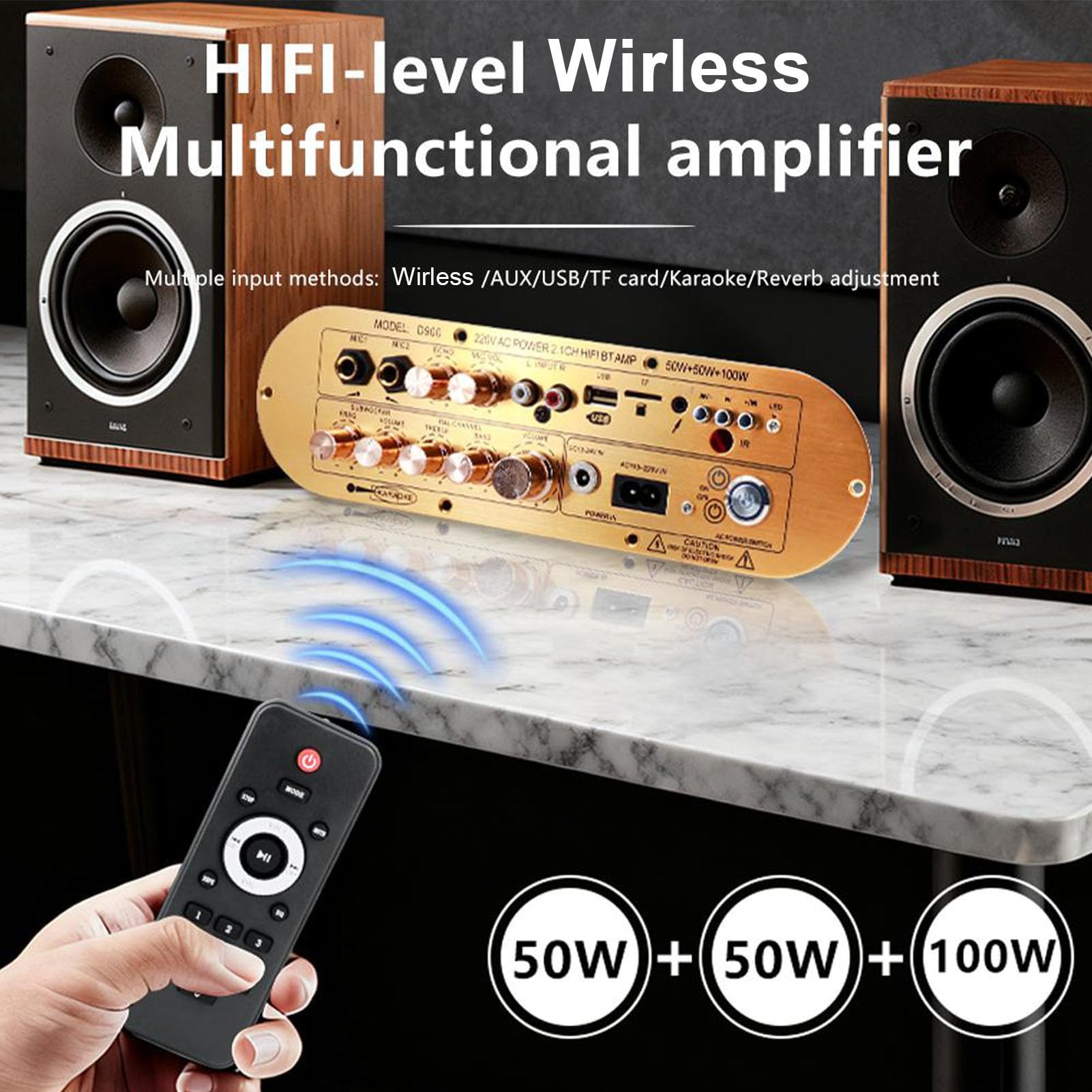 Generic Płyta Wzmacniacza Audio Premium Bluetooth 5.0 2.1-kanałowa Kontrola Dźwięku dla Domowego Studia ze Stopu Aluminium (wtyczka UE)