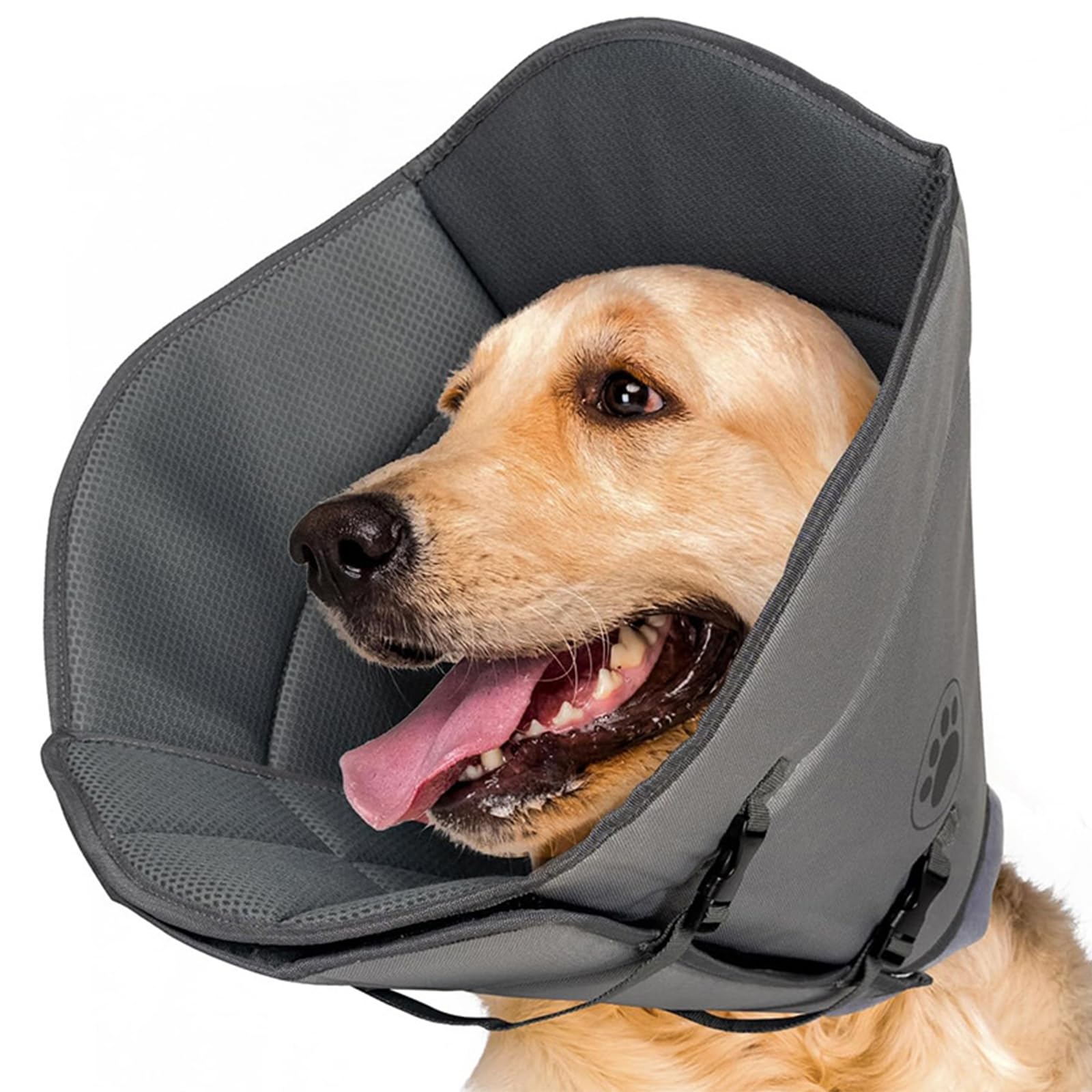 DKDDSSS Protective Recovery Collar - Breathable Mesh Elizabethan Collar, Soft Adjustable Dog & Cat Cones (L, Gray)
