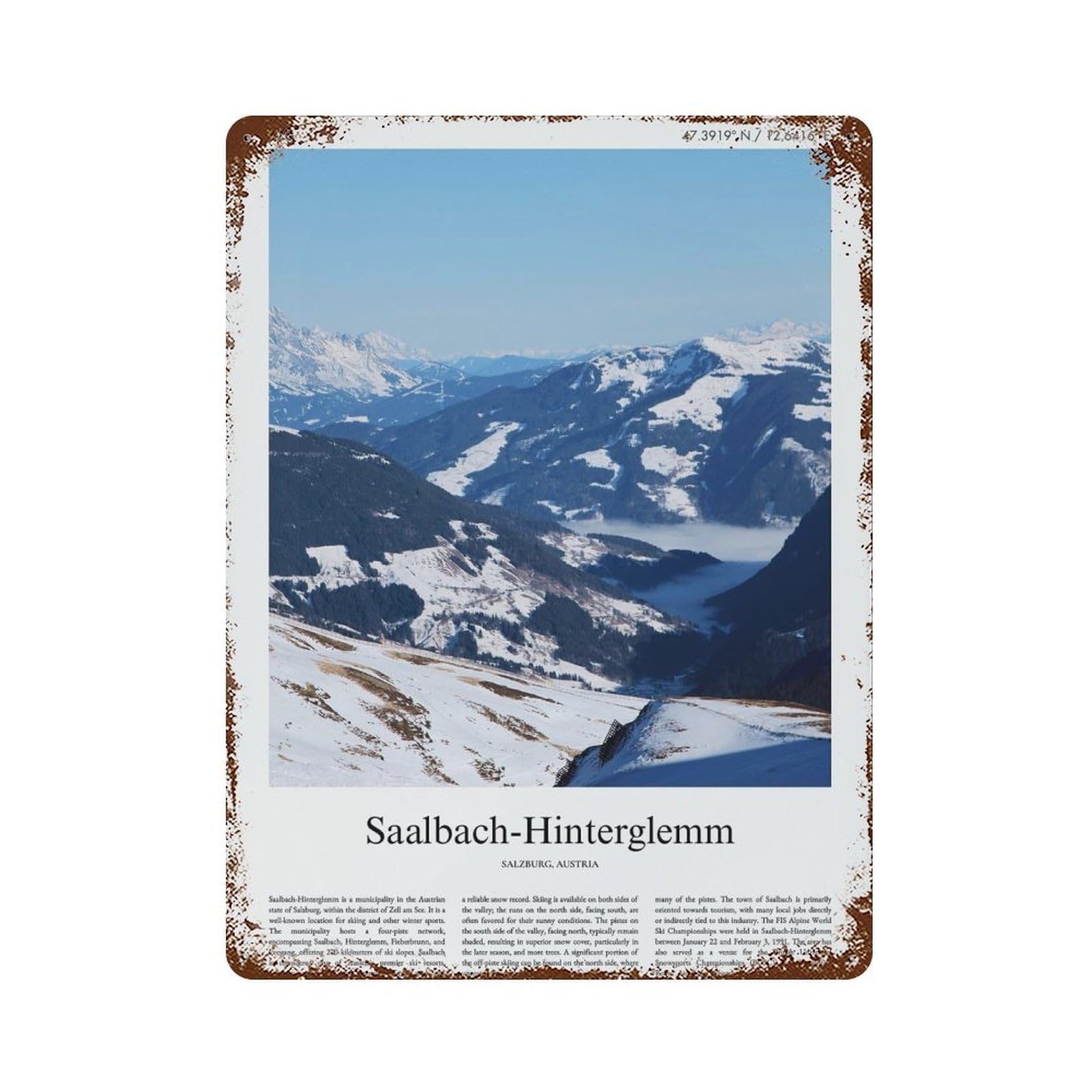xiaoxiaoshen Saalbach Salzburg, Austria City Scenery Wall Decor Art Metal Tin Poster Modern Home Decor Art Home Bar Shop Decorations Vintage Sign 40x30cm