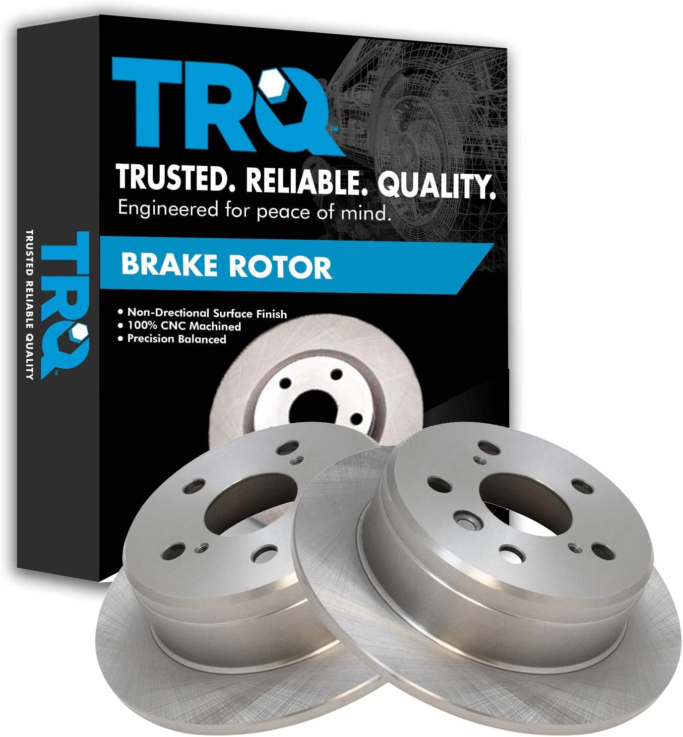 TRQ Rear Brake Rotors Set Solid Compatible with 1997-2001 Lexus ES300 1992-2001 Toyota Camry 1999-2003 Solara