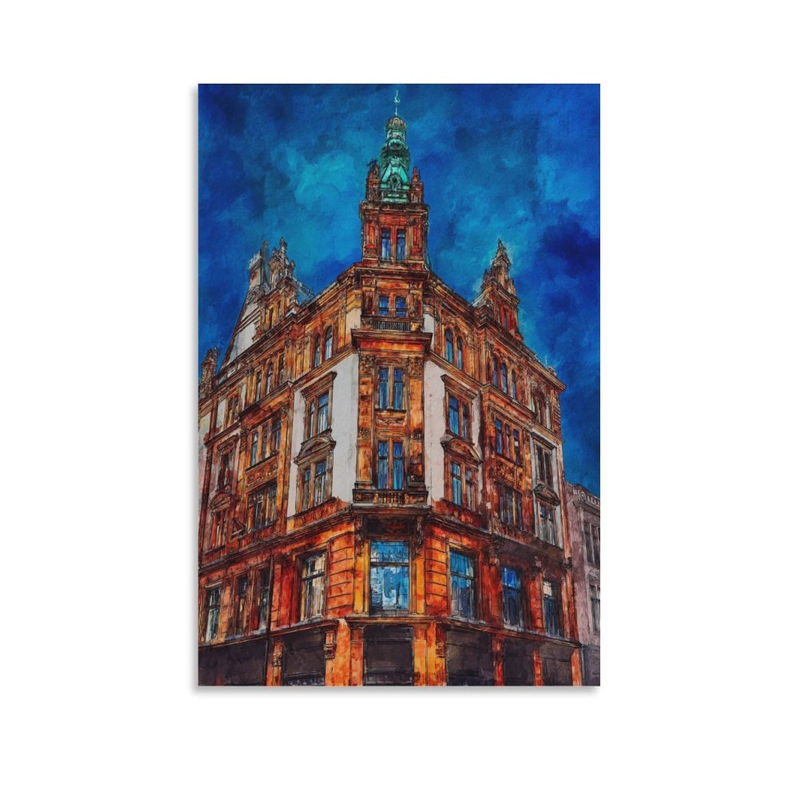 Lcynnh Unframe-Style Leipzig Germany 24X36inch(60X90cm) Vintage Travel Poster Watercolor Canvas Art