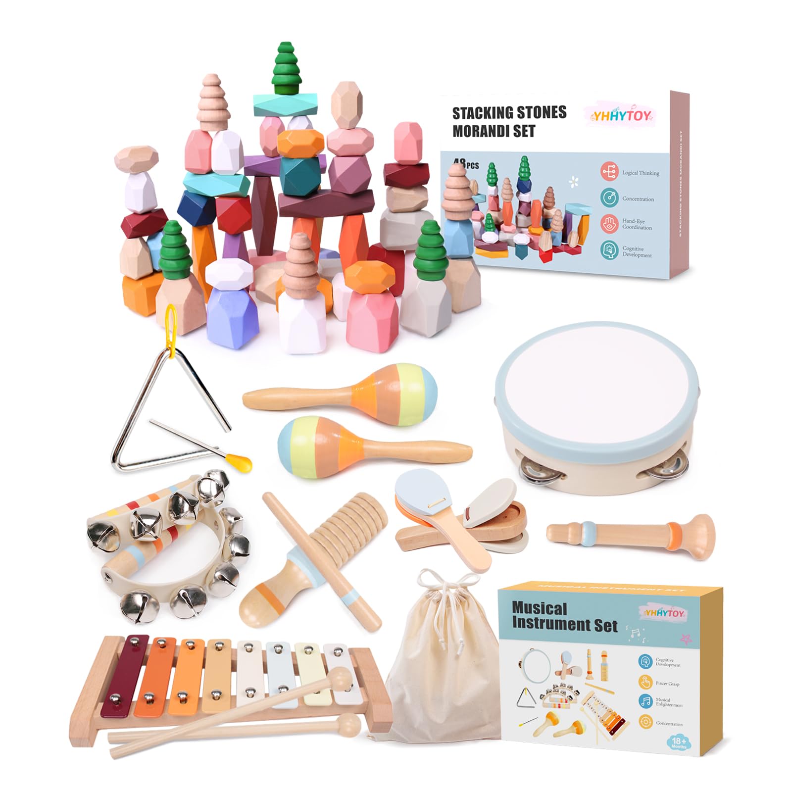 Montessori Toys for 2 3 4 Year Old, Toddler Learning Wooden Baby Toys Preschool Education Sensory Toys, 1 2 3 Year Old Girl Boy Baby Gifts