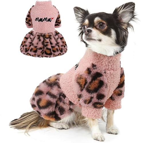 Miniatura 1 de Vestidos para perros pequeños, suéter de invierno para perros pequeños, ropa de invierno para perros pequeños, forro polar suave y elástico, vestido