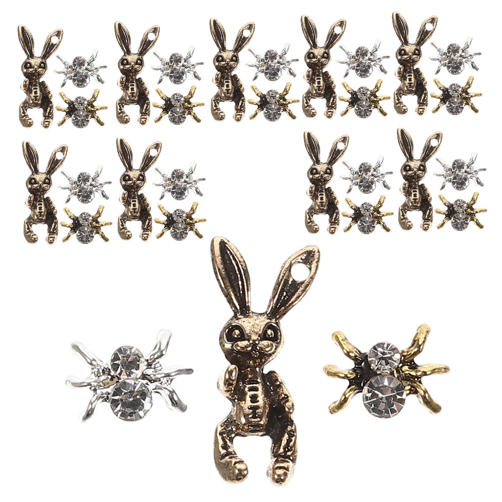 5 Set Gioielli Per Unghie Con Diamanti Charm Per Unghie Accessori Per Unghie Charm Scuri Decorazioni Per Nail Art 3D A Forma Di Ragno Gioielli Per La Decorazione 30 pezzi*5