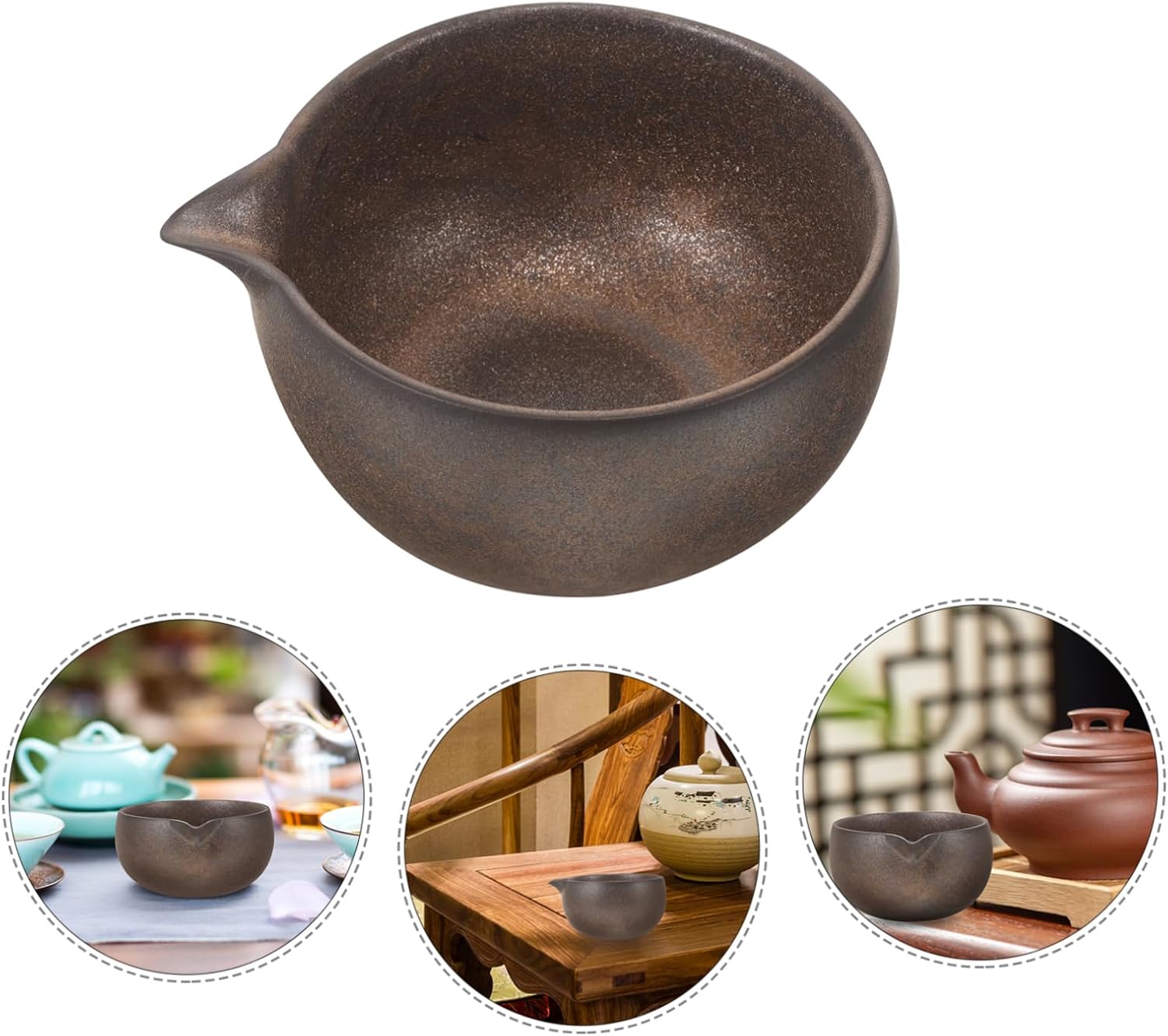 SOLUSTRE Traditional Japanese Ceramic Matcha Tea Bowl with Spout for Tea Ceremony Handcrafted