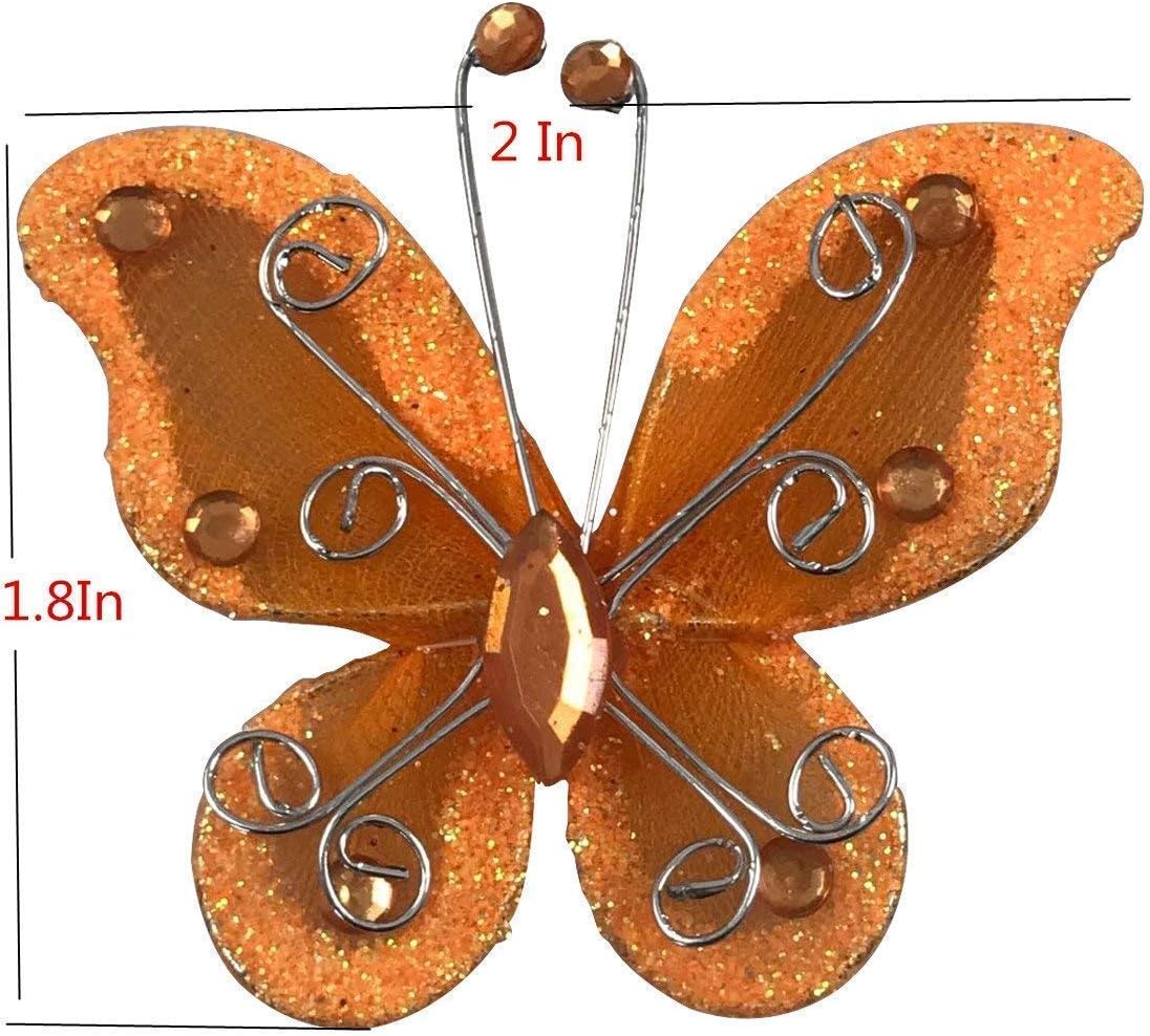 Assorted Colors 2" Nylon Glitter Butterfly Wedding Party Table Scatter Scrapbook Craft Card Decoration Pack of 24