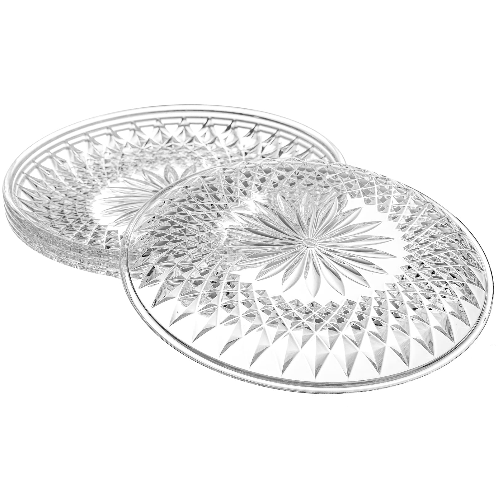 Peohud Confezione da 12 piatti da insalata in acrilico, rotondi da 20,3 cm, piatti da dessert pesanti, per matrimoni e feste, piatti per pane di alta qualità per frutta, snack, senza BPA