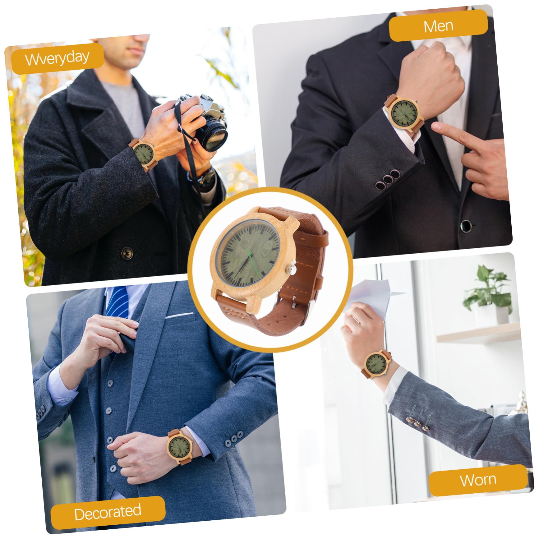 Baluue 1 Legno per con Cinturino Vintage e Leggero Confezione Inclusa per Ogni Occasione e Look