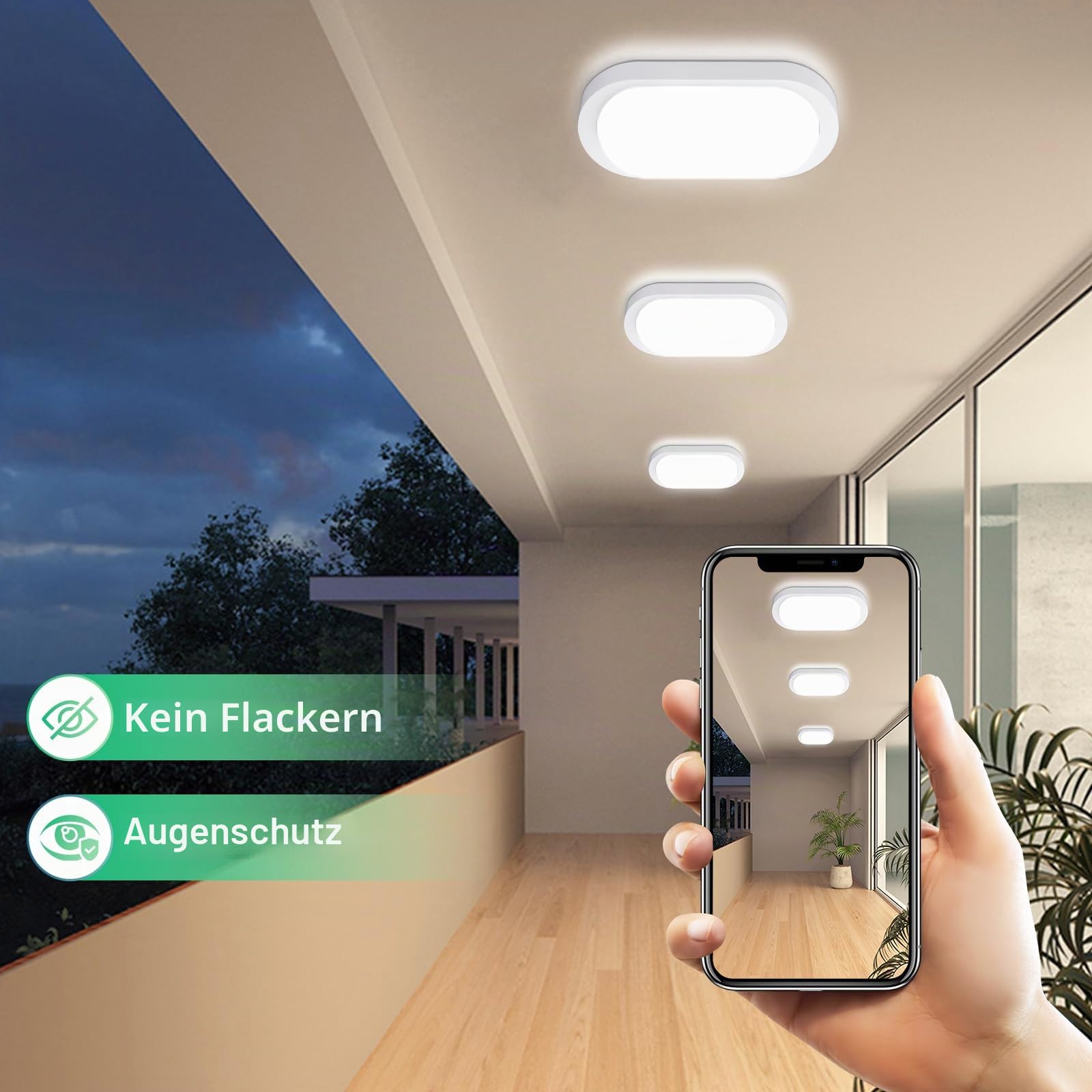 4 Stück Kellerlampe LED Deckenleuchte 18W 1710LM, IP65 Feuchtraumleuchte, Wandleuchte LED Lampe Ovalleuchte Neutralweiß 4000K, Kellerleuchte für Flur Keller Badzimmer Garten Garage Balkon