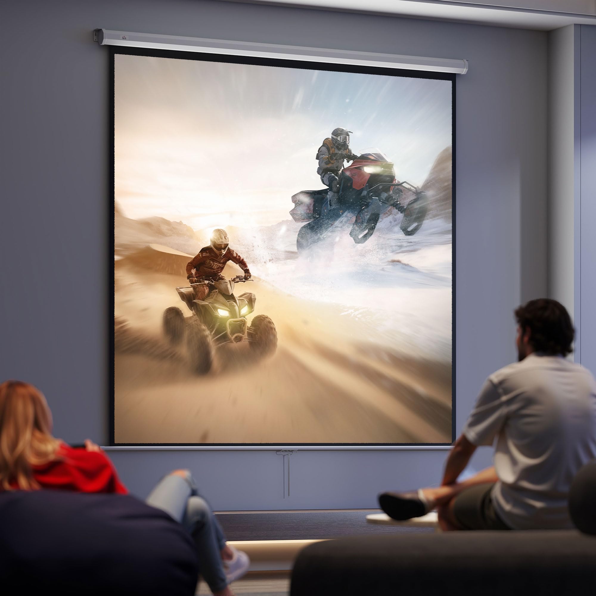 HOMCOM Écran de Projection 120" 1:1 223x8x223cm Blanc