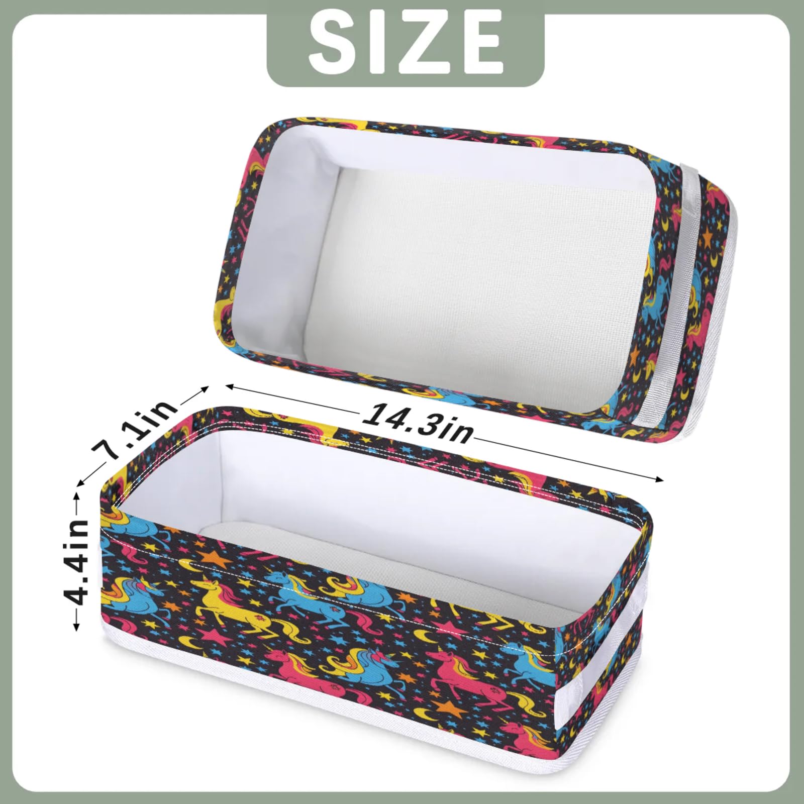 Tablerazzi Toilet Tank Topper Paper Basket with Handle, Unicorn Pattern Bathroom Storage Basket for Organizing, Small Fabric Storage Bins for Bathroom Decor