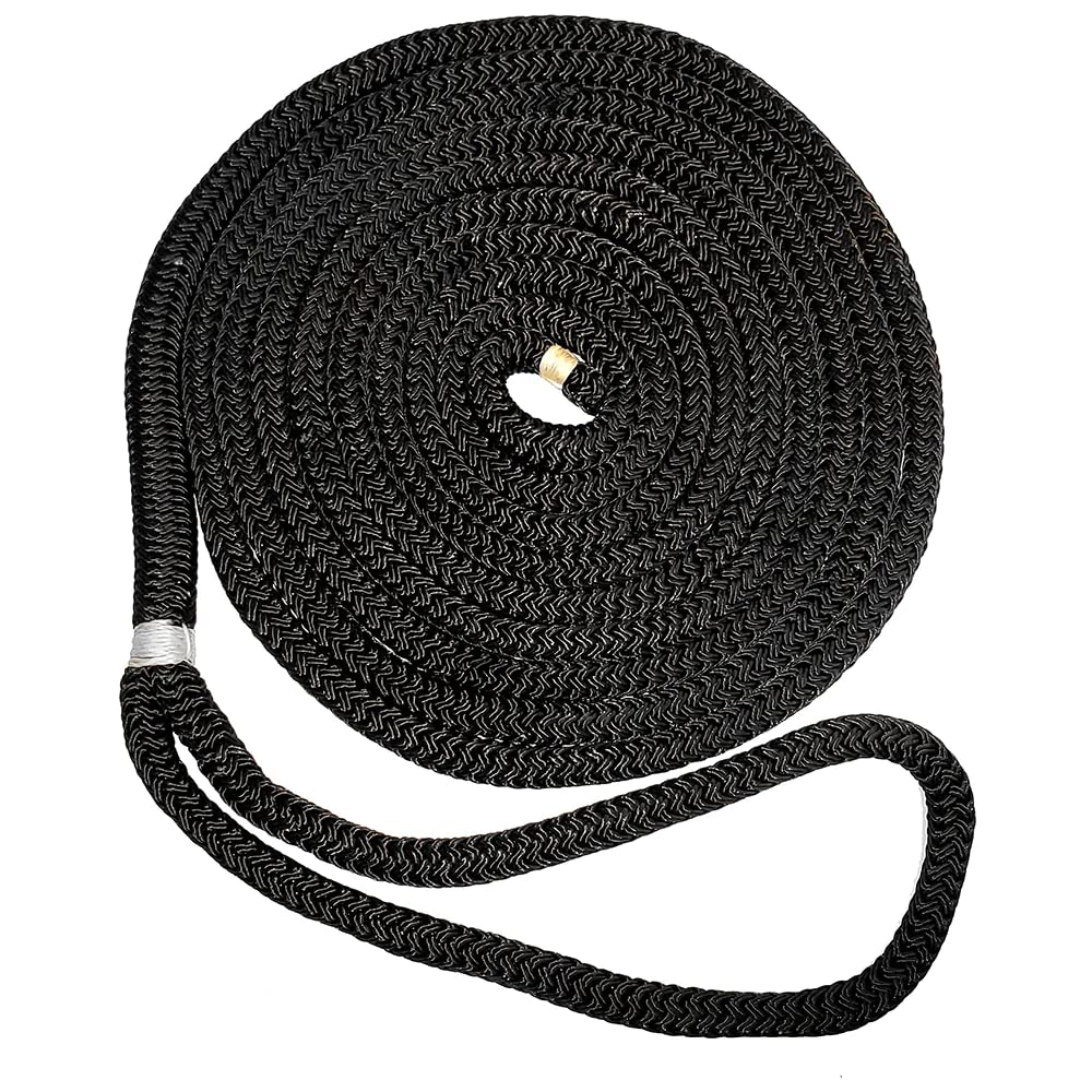 New England Ropes 1/2 X 15' Nylon Double Braid Dock Line - Black