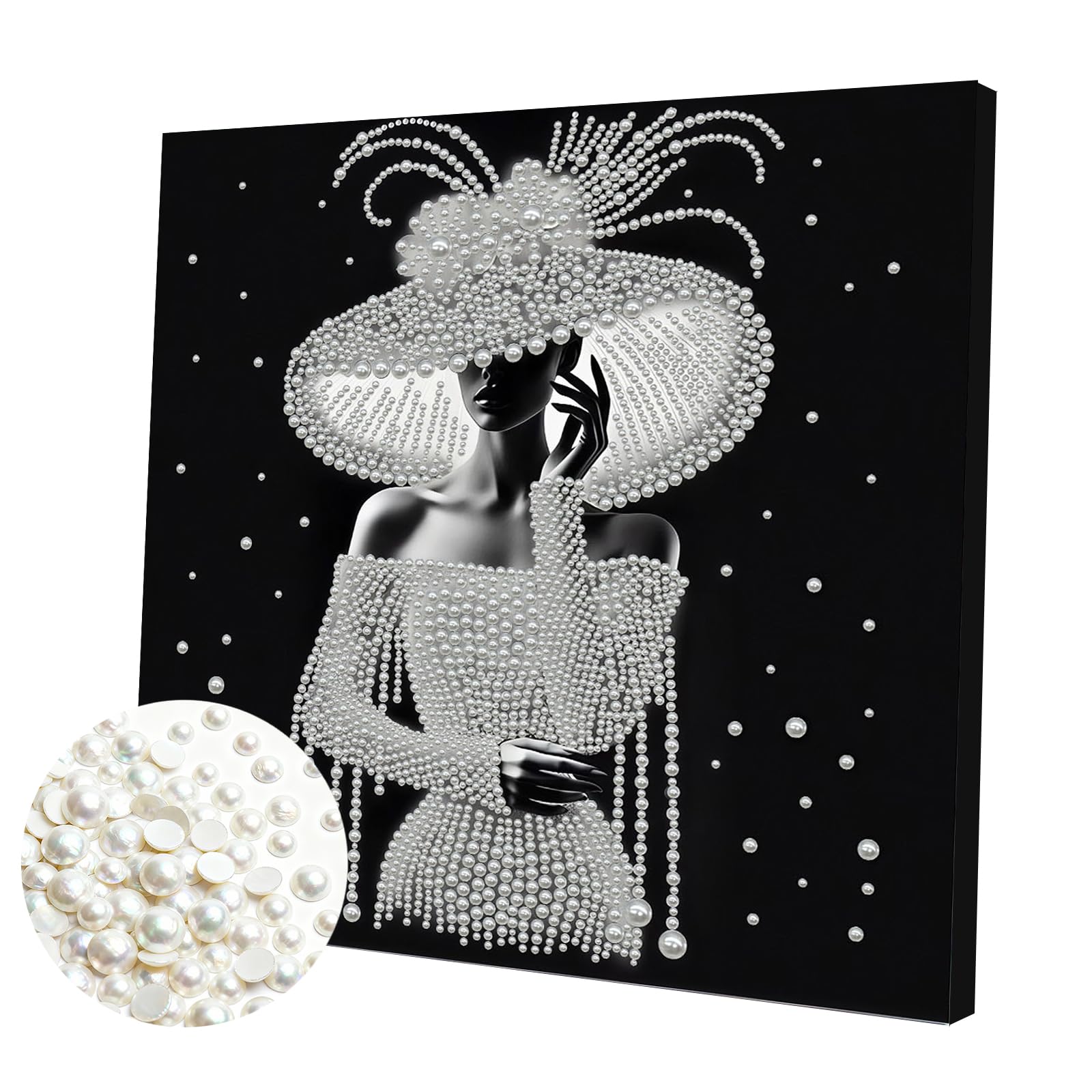 Multicolor Black Pearl Lady Diamond Painting Kit - 5D Special Shape With Crystal Rhinestones, 30X30cm Diy Partial Drill For Adults Beginners, Elegant Home Wall Decor Gift
