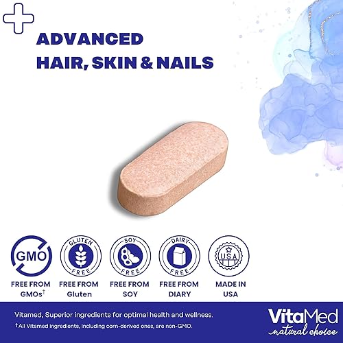 Miniatura 7 de Vitamed Cabello, piel y uñas soporte avanzado de belleza, sin OMG, 60 tabletas