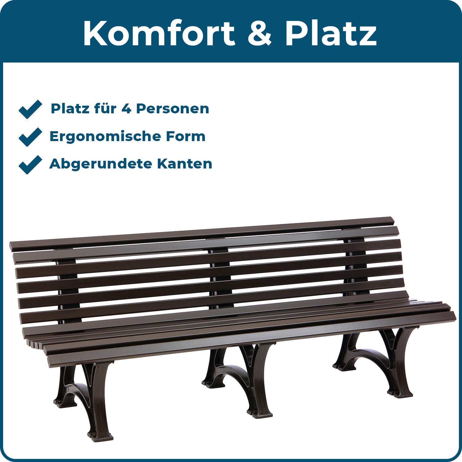 Blome Sitzbank Borkum – Gartenbank für Garten, Balkon, Terrasse, Parkbank in braun, 4-Sitzer, Made in Germany