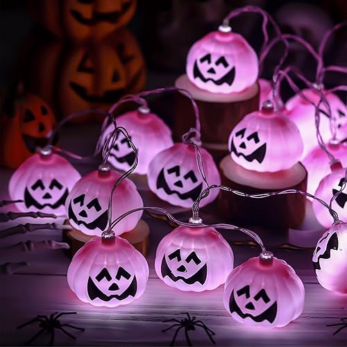 Pink Halloween Pumpkin Lights 6.5 ft Pink Pumpkin Lights String