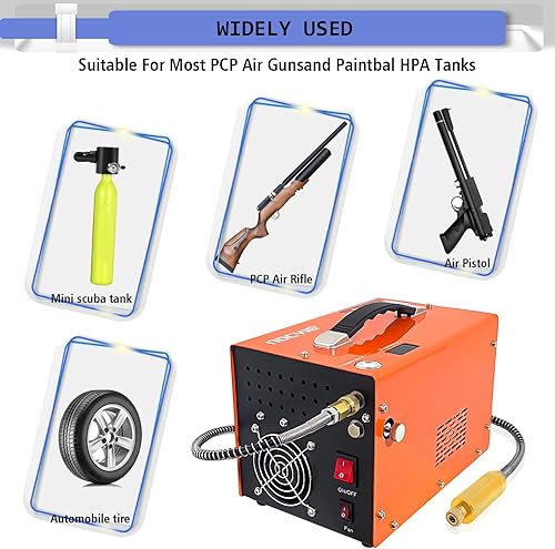 Miniatura 7 de Compresor de aire PCP 4500Psi 30Mpa Bomba de aire sin aguasin aceite, rifle, pistola, tanque de paintball, fuente de alimentación incorporada para