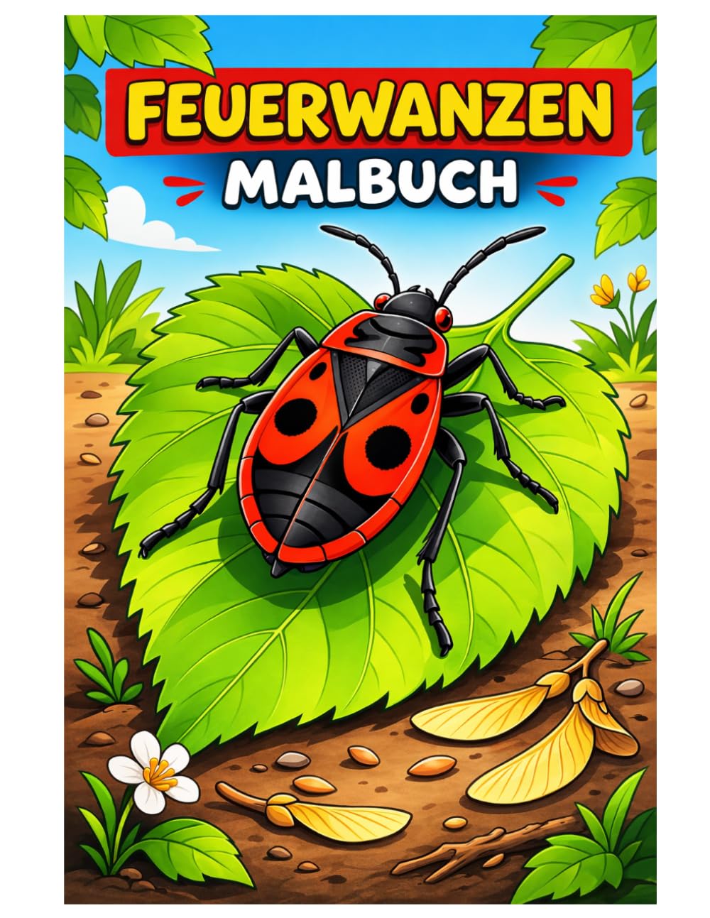Feuerwanzen Malbuch: 50 Spannende Feuerwanzen Ausmalbilder mit Naturmotiven, Blättern und Insekten-Szenen für Kinder, Jugendliche und Erwachsene