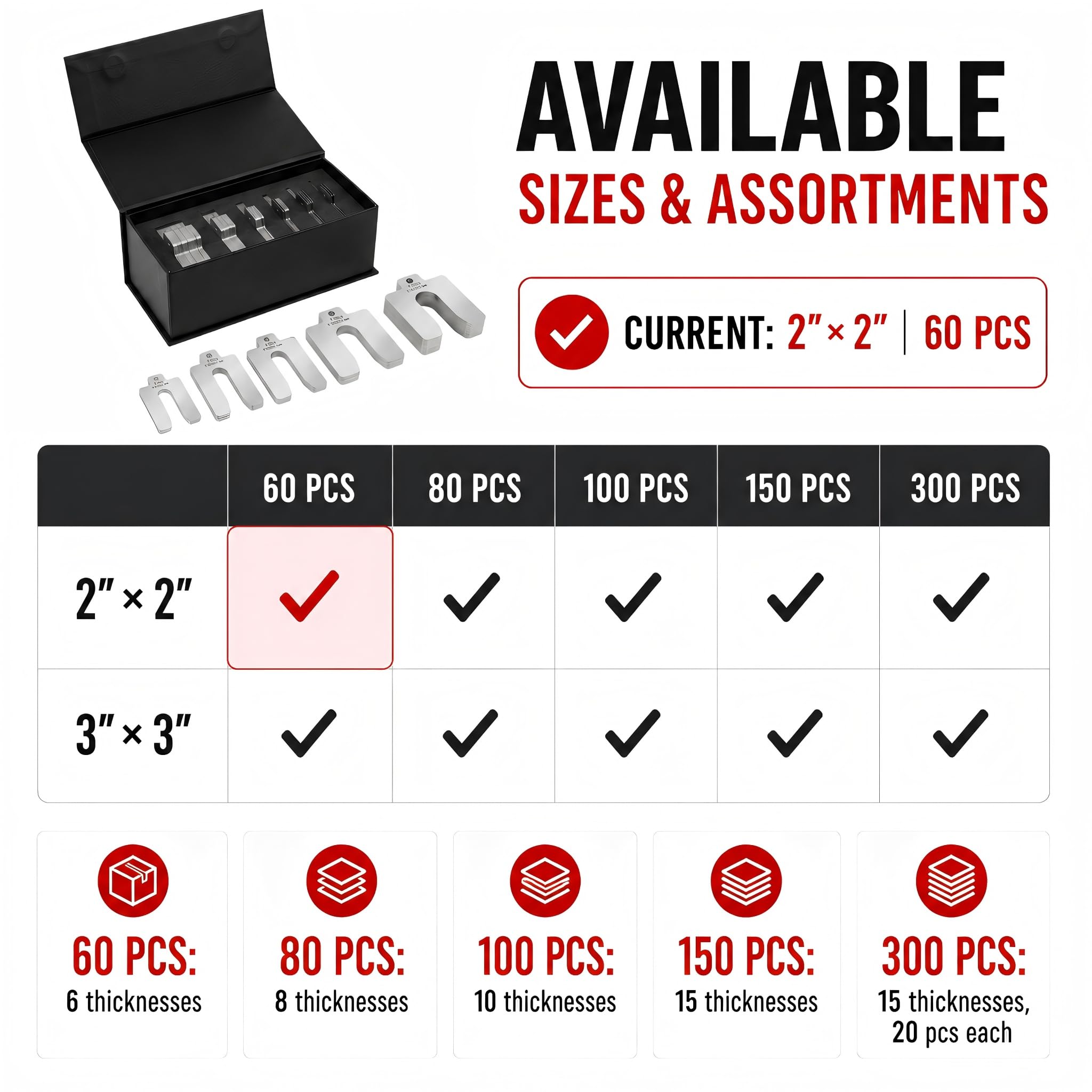 304 Stainless Steel Shim Kit - 60 Piece -7