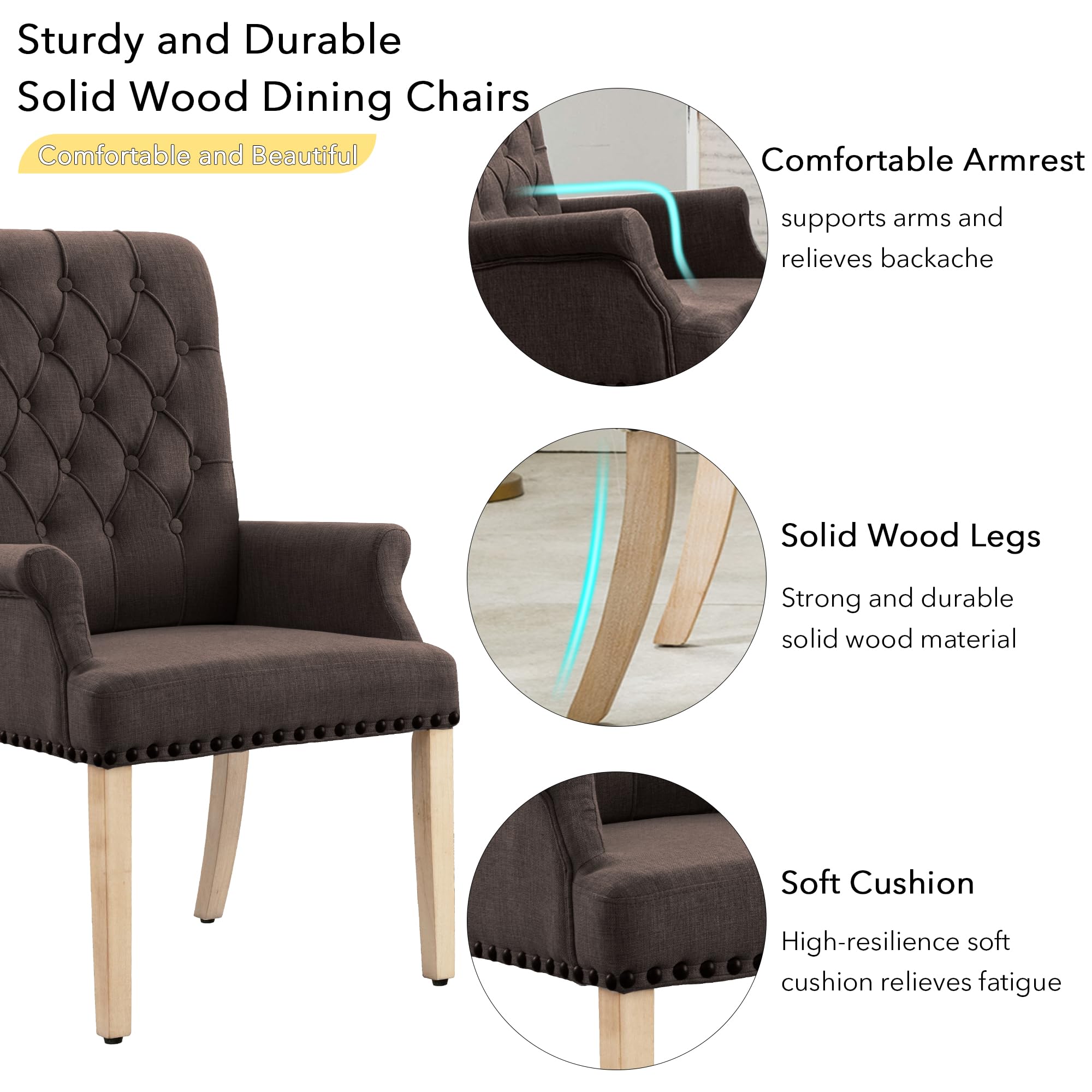 With Arms Upholstered Fabric Accent Dining Chair, Arm Dining Chair