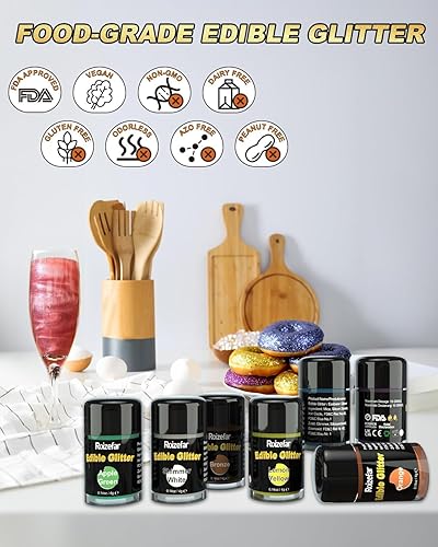 Miniatura 5 de Roizefar Purpurina comestible, 12 colores x 0.14 onzas (0.14 oz) de purpurina comestible para bebidas, juego de polvo de brillo de grado alimenticio