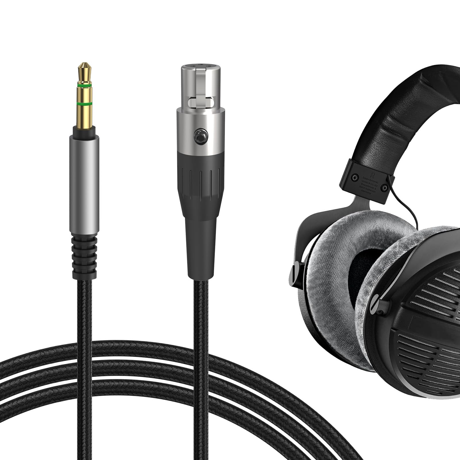 GEEKRIA Audio Cable Compatible with Beyerdynamic DT 900 PRO X, DT 770 PRO X LE headphone 3.5mm Braided Nylon Replacement Stereo Cord (6ft / 1.7m)