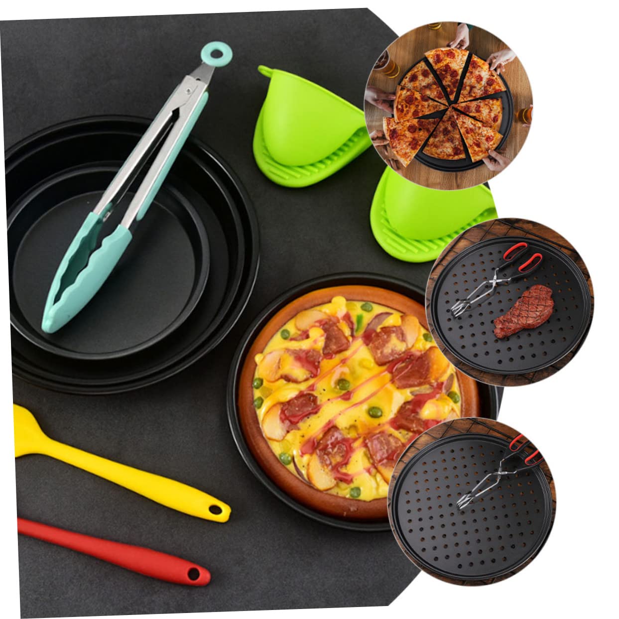 Luxshiny 1 set Multi Function Pizza Baking Tray Shaped Kitchen Bakeware with Perforated Design for Even Heating for Savory Baking Pizzas and Cakes