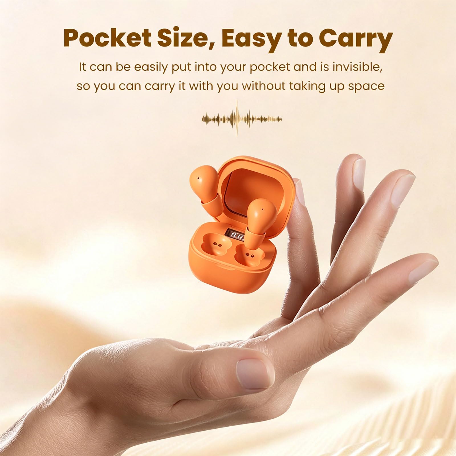Mini auriculares invisibles naranjas para dormir de lado, pequeños canales de oídos, inalámbricos, Bluetooth, perfil bajo, los más pequeños, disueltos, pequeños, microdiscretos, para el trabajo