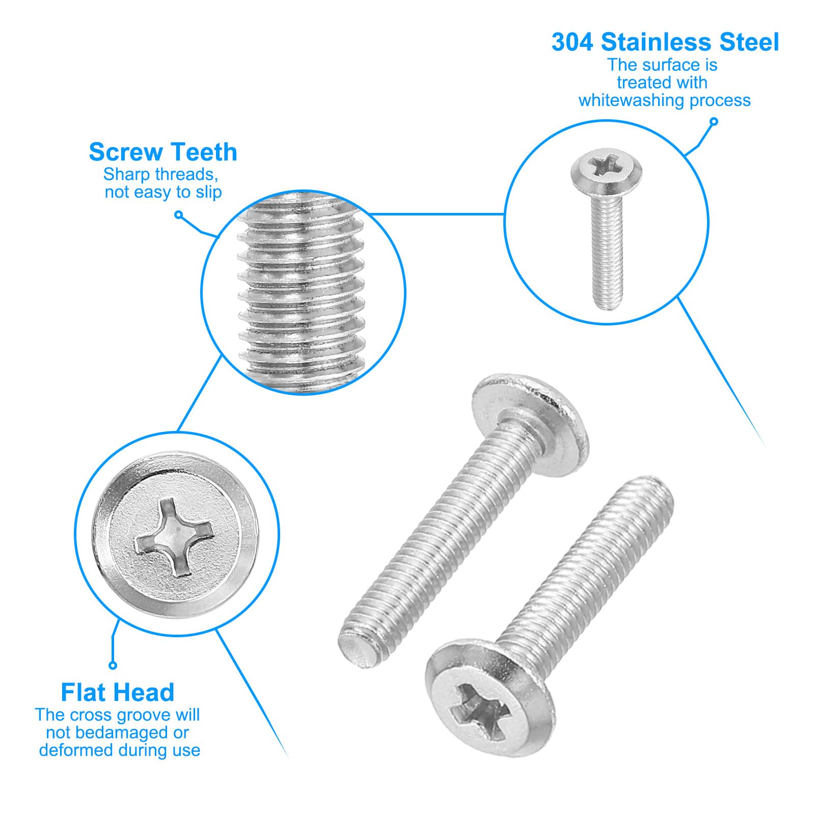 PATIKIL Round Head Phillips Screws, 60 Pack M2.5-0.45 x 14mm 304 Stainless Steel 18-8 Full Thread - Image 3