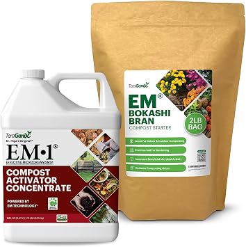 TeraGanix Compost Accelerator & EM Premium Bokashi Bran Bundle, Reduce Composting Time, Eliminate Odors, Speed Up Decomposition, Enhance Soil Health, Promote Efficient, Eco-Friendly Composting