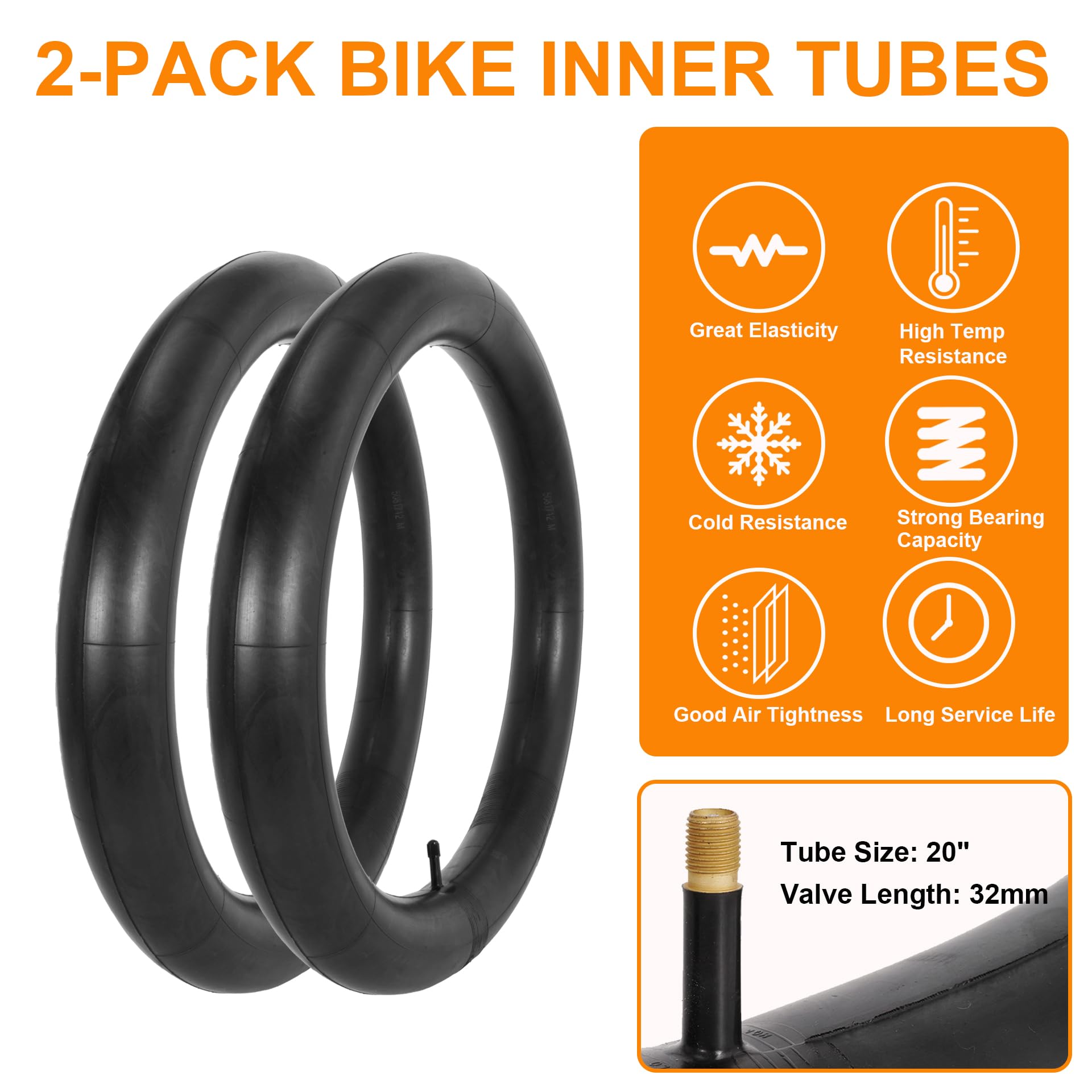 2-Pack 20x3.0 ‌Pneux et Chambres à Air pour VéLo, 20 Pouces‌ Pneu de VTT, 20x3 Chambre à Air pour VéLo avec Levier de Pneus, Pneus de Rechange Pliables pour VTT et éLectrique(FR)