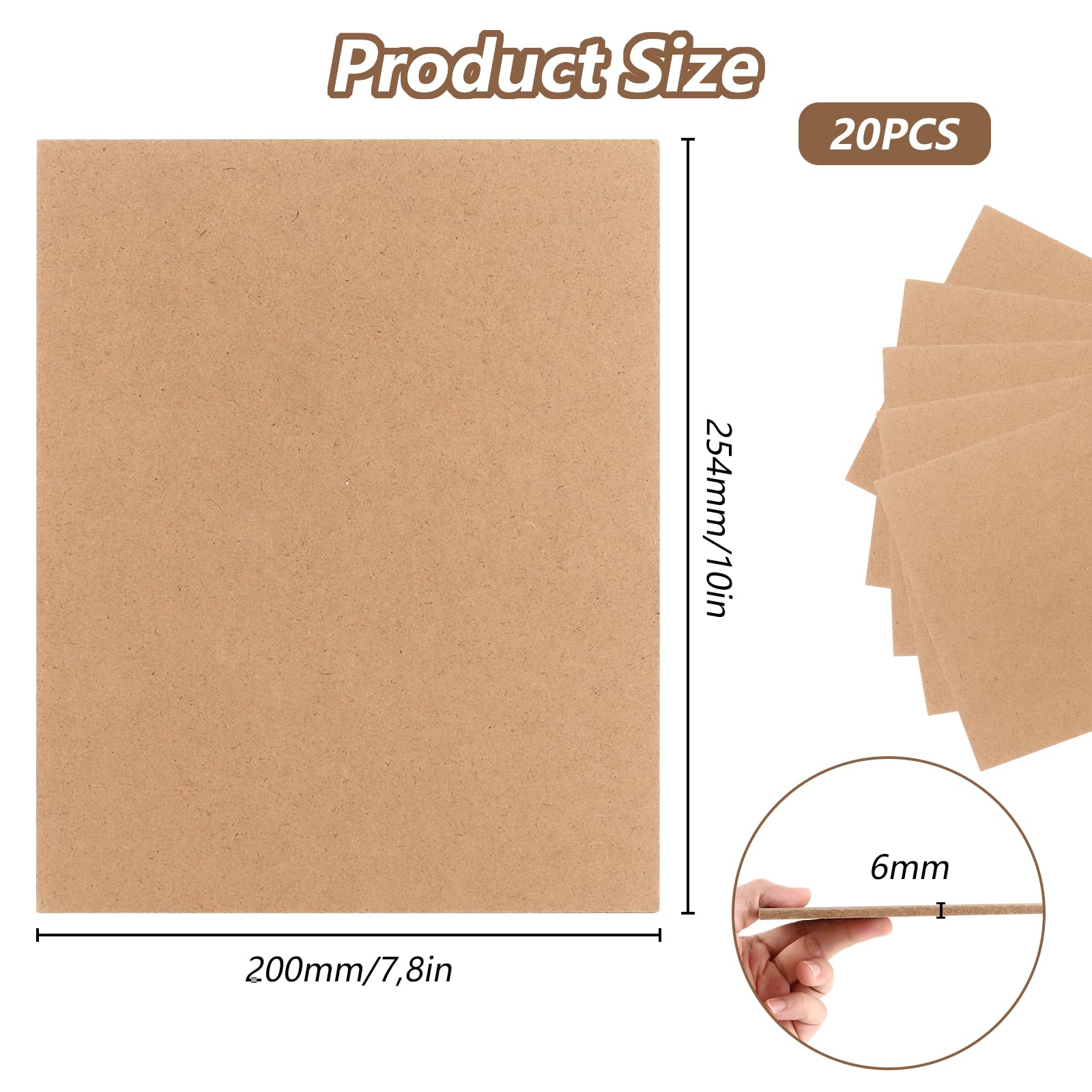 20 lastre in legno MDF da 6 mm, 200 x 254 mm, per sega a traforo pirografia modellazione, taglio