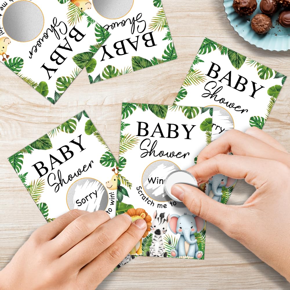 50 Stück Baby Shower Rubbelspiel, Waldtiere Thema Rubbelkarte für Geburtstagsfeier, Lotteriespiele, Gruppenspiele, Familienaktivität, Babyparty-Aktivität und Idee