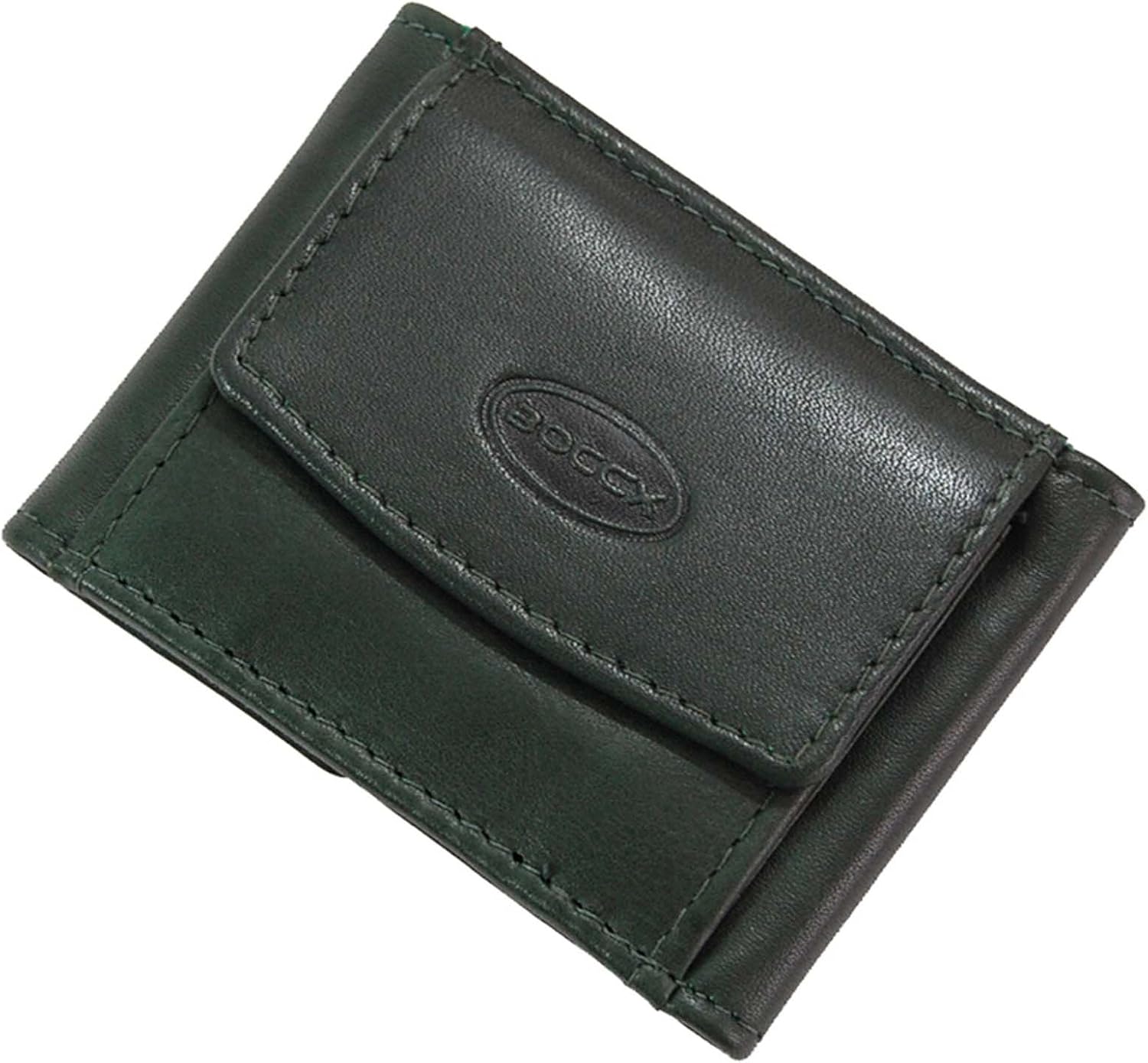 Boccx 10025 – Portafoglio Piccolo Uomo In Pelle Di Vacchetta, Verde, Formato Paesaggio, 9x7x1 Cm, Con 2 Slot E Scomparto Banconote