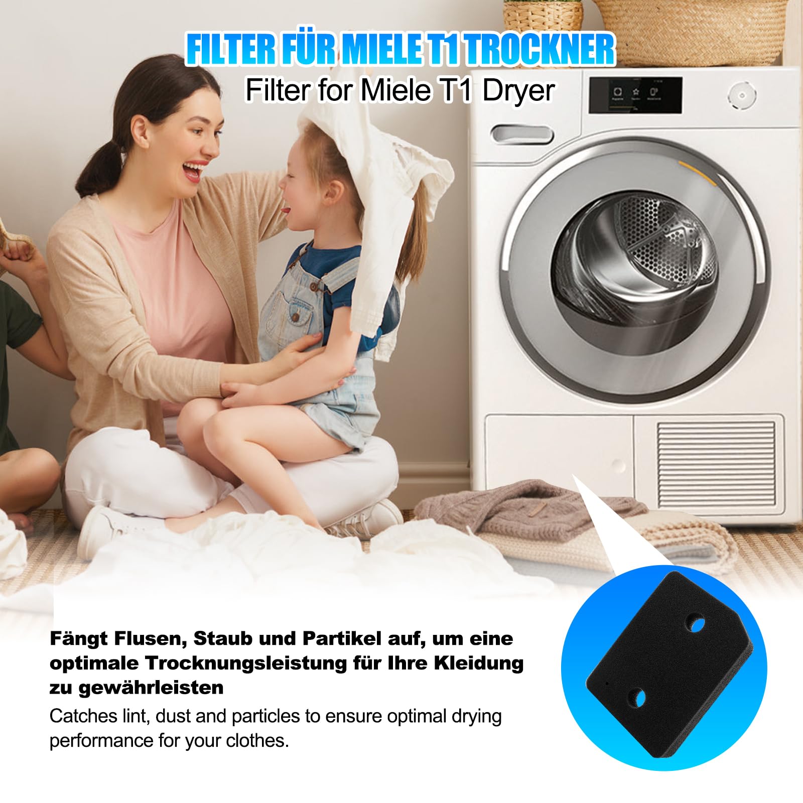 Siegvoll 4 x droogfilter voor Miele 9164761, fijn-grof, warmtewisselaarfilter, schuimstoffilter, sponsfilter, filtermat voor Miele wasdroger en warmtepompdroger