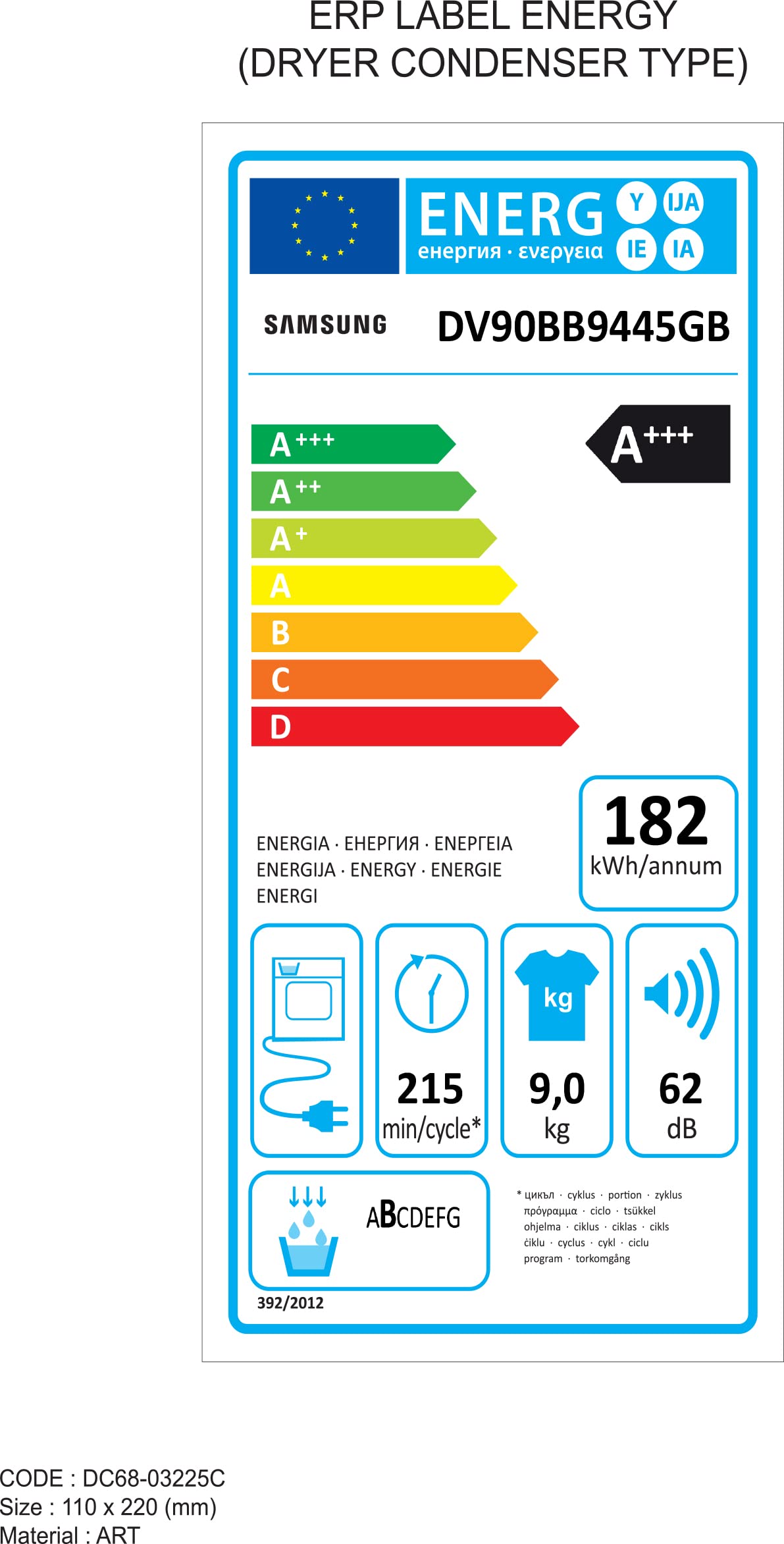 DV90BB9445GB Essiccatore per pompa di calore Samsung