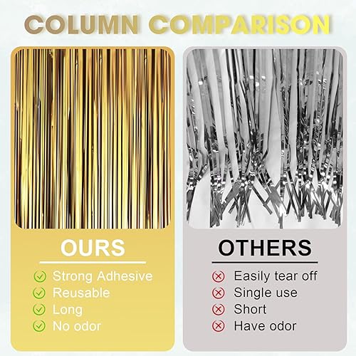 Miniatura 143 de Cortinas de fondo de flecos de papel de aluminio para fiestas, 3 piezas, 39.6 x 98.4 pulgadas, azul retro 48 Retro Azul,03 Rosa,04 Rosa