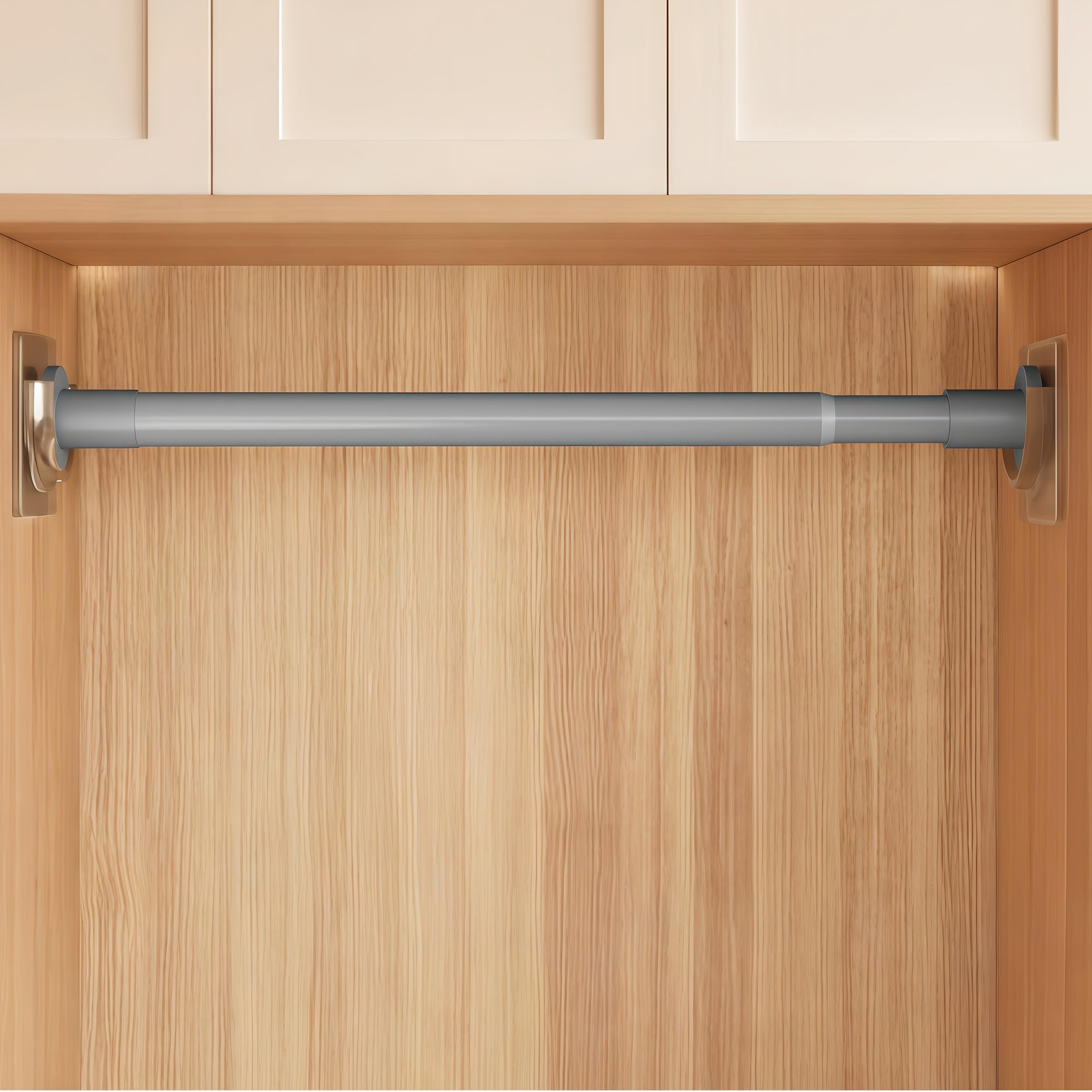 Drill-free Wardrobe Hanging Rod, Retractable Clothes Drying and Hanging Rod, Wardrobe Clothes Rail, Suitable for Dormitory Wardrobes and Windows(Grey,0.5-0.8m/1.6-2.6ft)
