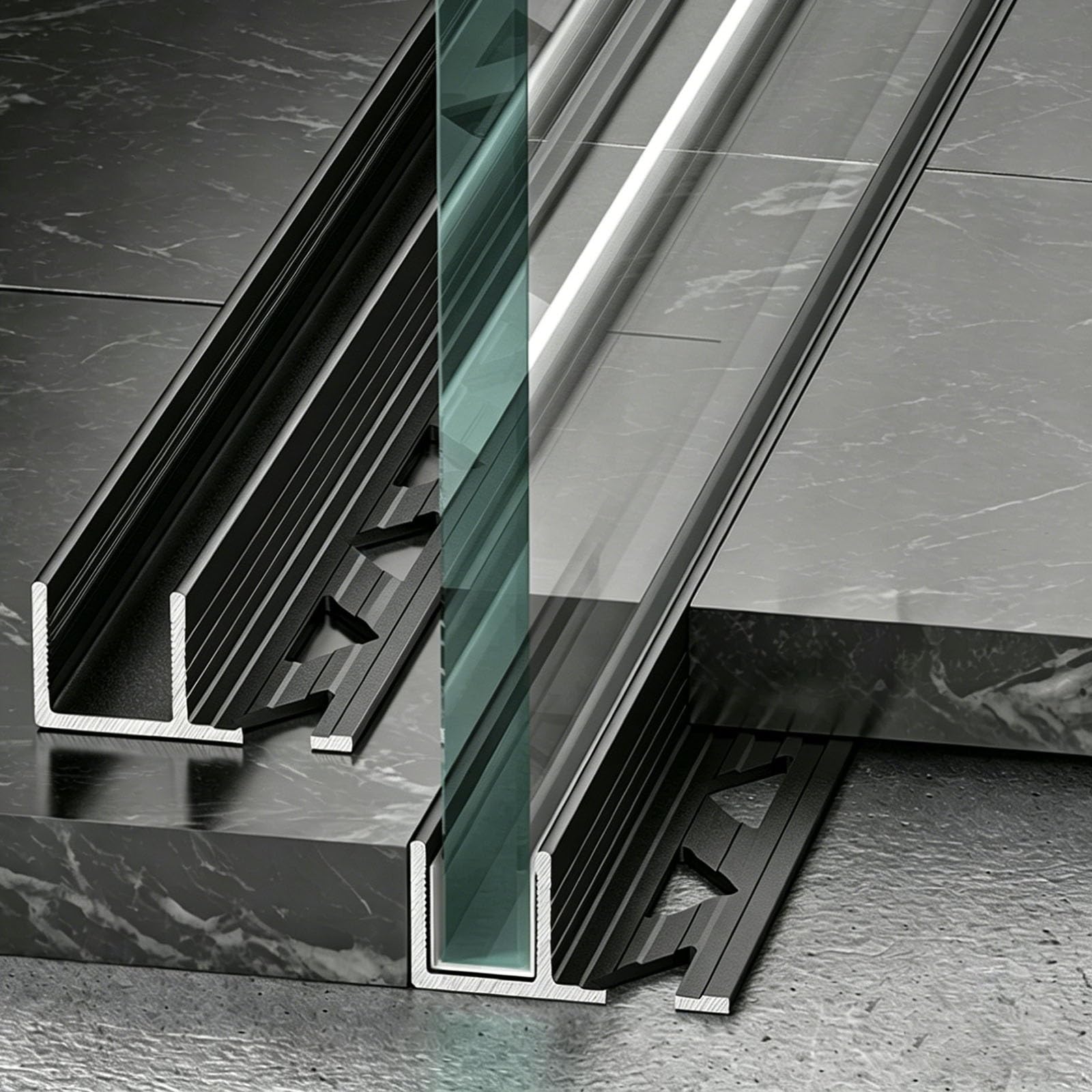 Profilé en U douche rail aluminium pince verre pour pose de panneau fixe