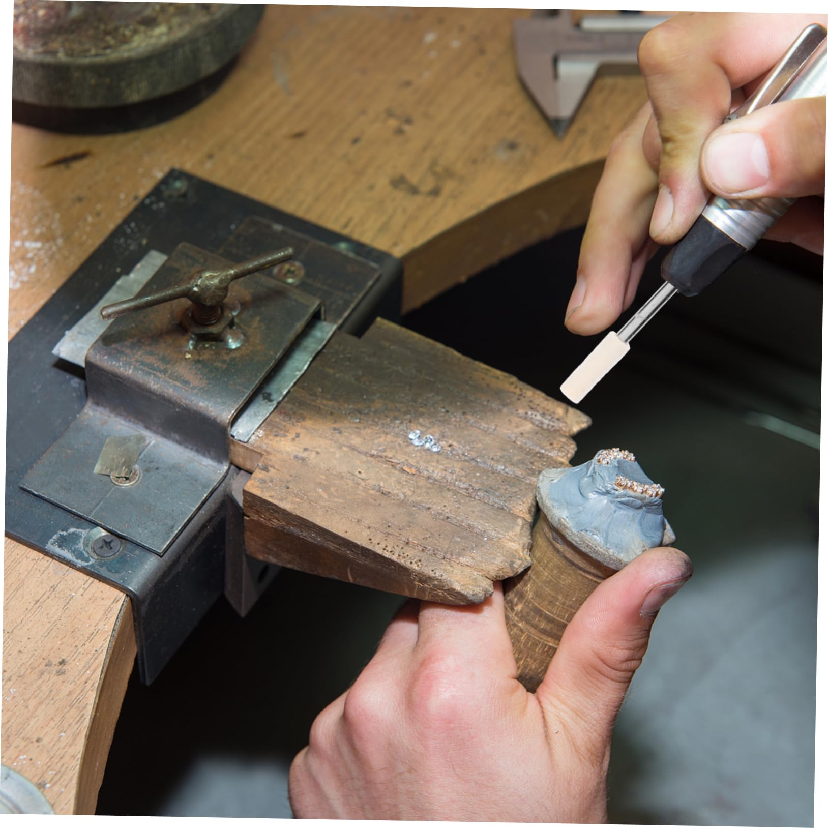 Cabilock 3mm Wool Felt Polishing Bits 12pcs Set Wool Grinding Heads Versatile for Jewelry Metalwork Craft