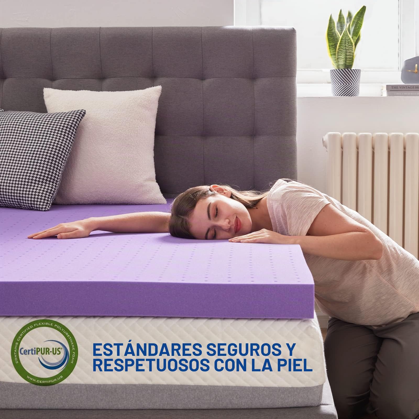 SINWEEK Cubrecolchón de Espuma viscoelástica de Gel de 2 Pulgadas, Suave y ventilado, Certificado CertiPUR-US, tamaño Individual, Color Morado
