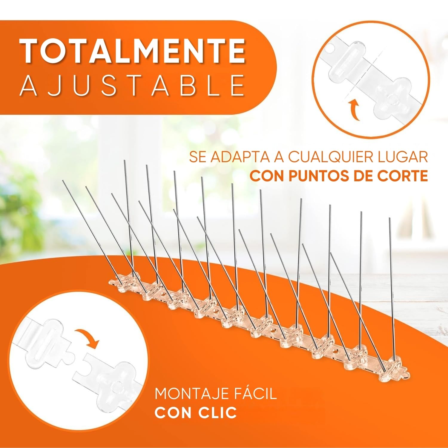 WERKTAL Repelente de palomas,Eficaz repelente de aves de acero inoxidable duradero [3 metros],Montaje sin herramientas gracias a Nanotape,Contra todas las especies de aves