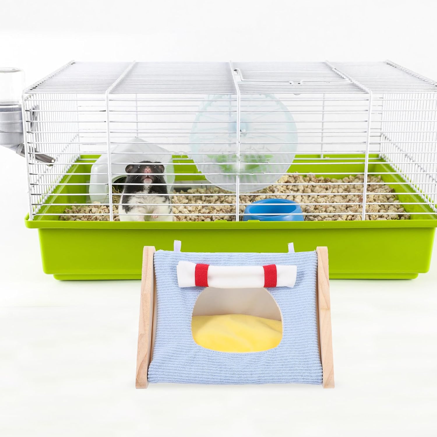 Small Animal Tent Bed Providing and Hamsters for Rabbits Heated Winter Warm Cloth and Wood Pet Hideout Cage Decoration Cozy Heated Bed Warmth