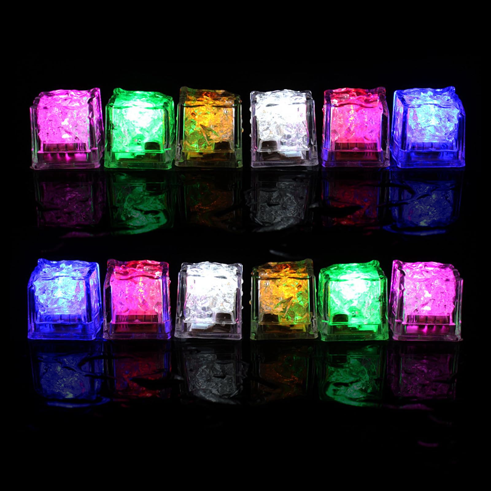 12PCS Llight up Baby Bath Toys - LED Kids Light up Sensory Toys for Toddlers, Ice Cubes Sensory Bath Toys with Liquid Sensor, Bath Lights for Children, Light up Bath Cubes for Club Bar Party