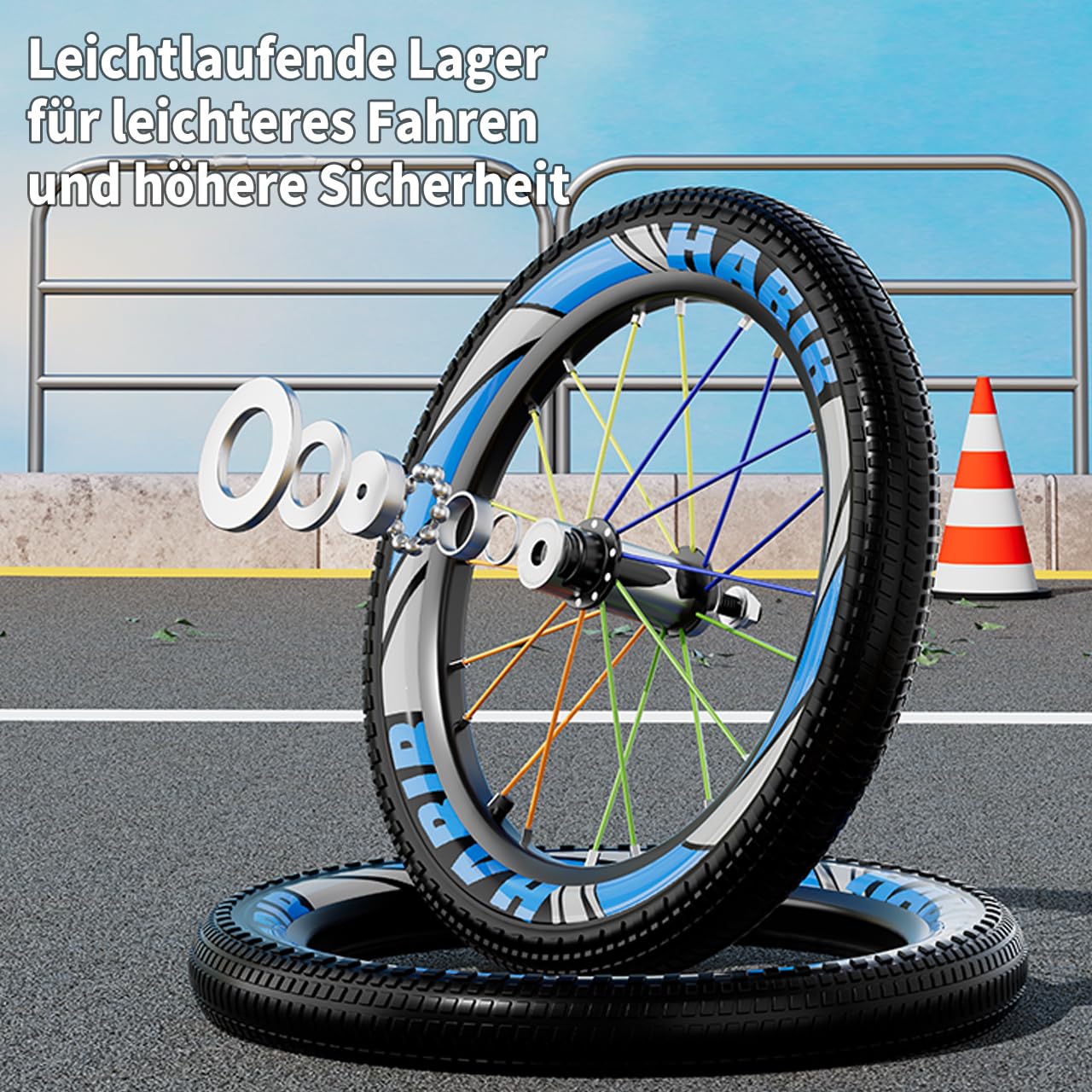 Habib Kinderfahrrad Jungenfahrrad 12 14 16 Zoll ab 3 Jahre – mit LED Stützrädern, Korb, Klingel & GRATIS Helm & Pumpe, Vorderradbremse
