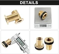 Vista 5 de 2 piezas de accesorios de mamparo de latón, conector de tanque de agua macho de 3/4 pulgadas hembra de 1 pulgada con 2 anillos de goma para barriles